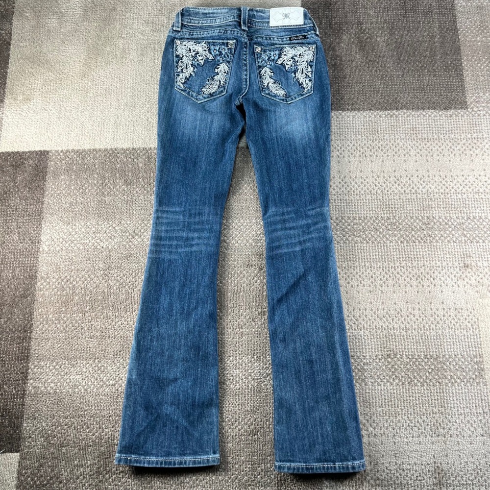 Miss Me Chloe Bootcut Jeans Size 25 Blue Denim Embellished Low Rise Boho